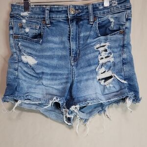 American Eagle Outfitters Blue Distressed Jean Shorts